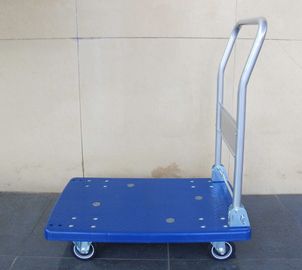 подвижная пластичная вагонетка платформы 300kg с голубой пластичной доской, синью/серым цветом