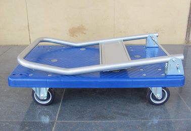 подвижная пластичная вагонетка платформы 300kg с голубой пластичной доской, синью/серым цветом